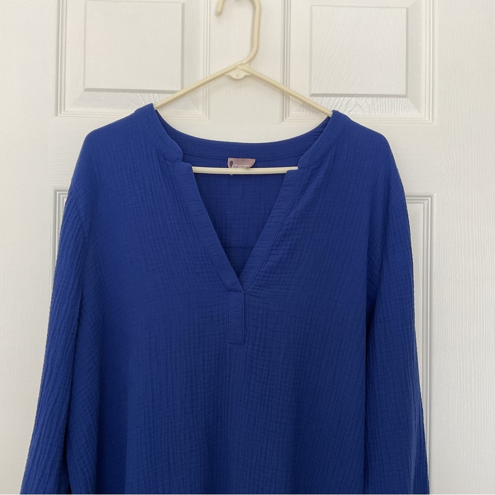 Chico's 100% Cotton Gauge Dress 3/4 Sleeve Size XL or XXL